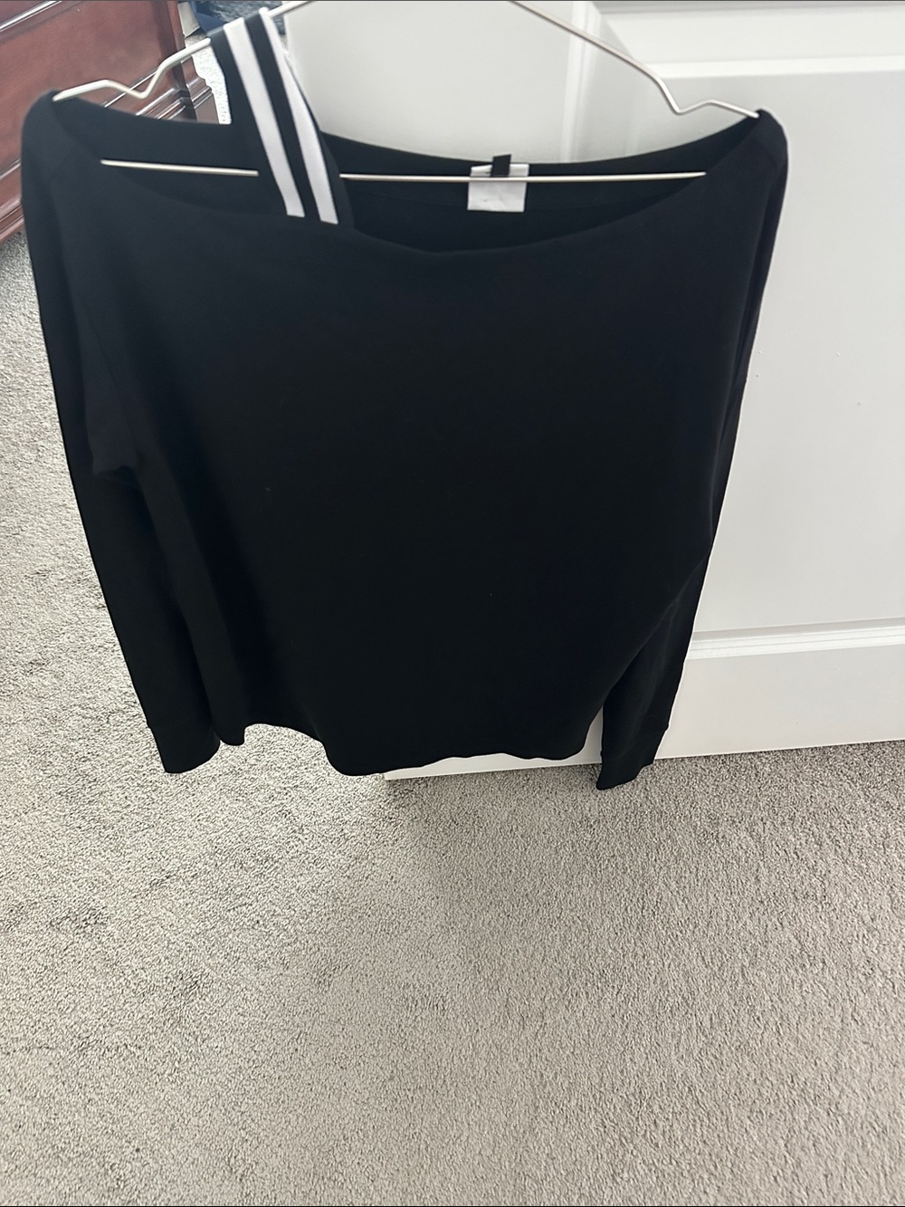 CAbi Black Boatneck Long Sleeve Top